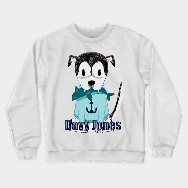 Seattle Kraken Davy Jones Team Dog Crewneck Sweatshirt by allysci